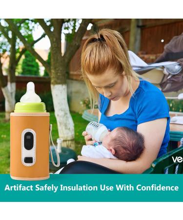 Portable USB Baby Bottle Warmer | Fast Heating with LCD Display | 40-60 C Temperature | 21 Gear Adjustable | Automatic Insulation | For Outdoor Car Travel - Buy Online on SooperMarket.com
