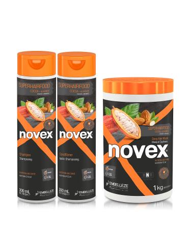 Novex Shampoo Conditioner and Hair Mask Bundle (Cacao & Almond)