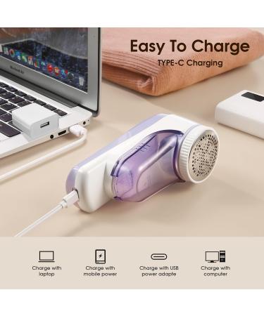 Rechargeable Fabric Shaver - Electric Lint Remover with 6-Leaf Blades for Clothes & Furniture - Purple Couch Pilling Remover - Buy Online on SooperMarket.com