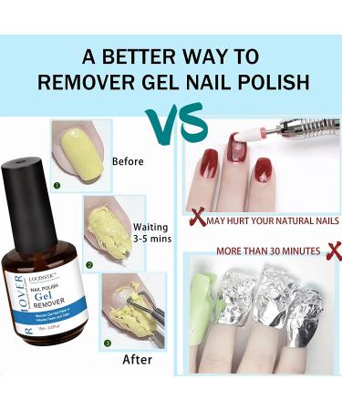 LOUINSTIC Quick Gel Polish Remover Kit - 3-5 Minute Nail Polish Removal with Peel Off Latex Tape Barrier - Buy Online on SooperMarket.com