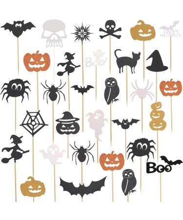 125 Pieces Halloween Cupcake Toppers Picks Halloween Cupcake Decorations for Halloween Birthday Party Supplies