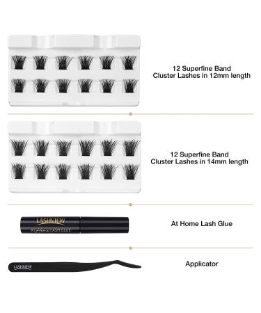 LASHVIEW DIY Eyelash Extension Kit with Cluster Lashes Glue and Tweezers - 56D#KIT 12&14mm - Buy Online on SooperMarket.com