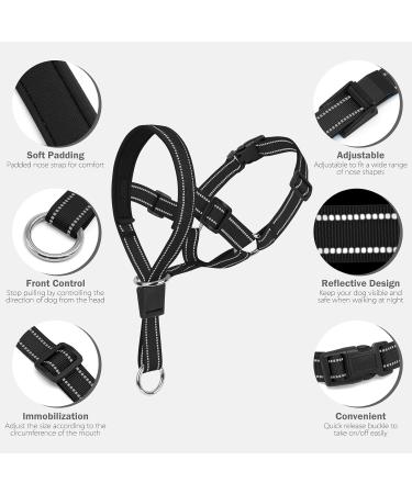 Weesiber Adjustable Dog Muzzle & Padded Halter - No Pulling Leash Solution for Medium Dogs (Black) - Buy Online on SooperMarket.com