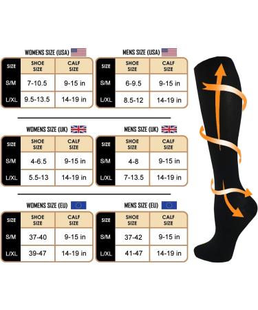 Actinput Compression Stockings - 4 Pairs Colorful Support Socks for Men & Women | Ideal for Sports Travel Flight Nursing - Black L-XL - Buy Online on SooperMarket.com