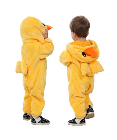 Doladola Unisex Baby Toddlers Romper Jumpsuit Hooded Cartoon Sleepsuits Infant Outfit 2 5-3 5 Years Yellow Duck