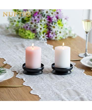 2-Piece Black Iron Column Candle Holder Set - 9cm Diameter Spike Holders for Wax & LED Candles - Perfect for Gardens Spas Weddings & Parties - Buy Online on SooperMarket.com