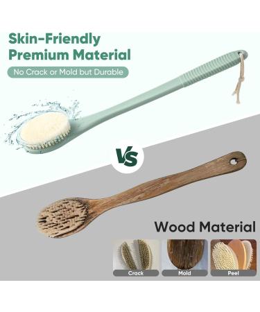 Long Handle Exfoliating Back Shower Brush - Dark Green Body Scrubber - Buy Online on SooperMarket.com