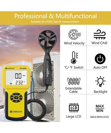 Holdpeak 826A Digital Wind Speed & Temperature Meter | Data Logger | International Shipping Available - Buy Online on SooperMarket.com
