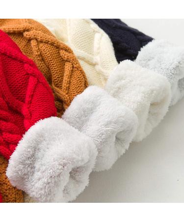 De feuilles Toddler Unisex Cable Knit Pullover Sweater with Warm Lining - Yellow/White - 8-9 Years - Buy Online on SooperMarket.com