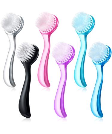6 Pieces Facial Cleansing Brush Soft Bristle Facial Brush Scrub Exfoliating Facial Brush with Acrylic Handle, Face Wash Scrub Exfoliator Brush for Face Care Makeup Skincare Removal