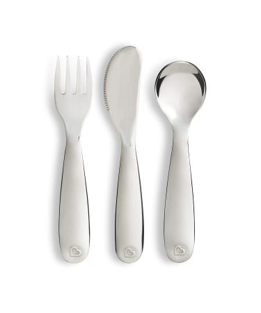 Munchkin Polish Ergonomically Designed Stainless Steel Toddler Cutlery Set Includes Fork Knife and Spoon