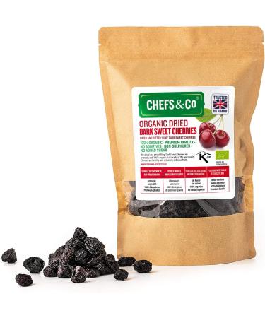 CHEFS & CO Organic Dried Dark Sweet Cherries 400g - Gluten-Free Healthy Snack | Vegan | Kosher Certified - Buy Online on SooperMarket.com