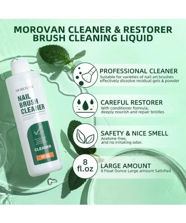 Morovan Nail Brush Cleaner - 8oz Restorer for Acrylic, Gel, Paint & Kolinsky Brushes - Buy Online on SooperMarket.com