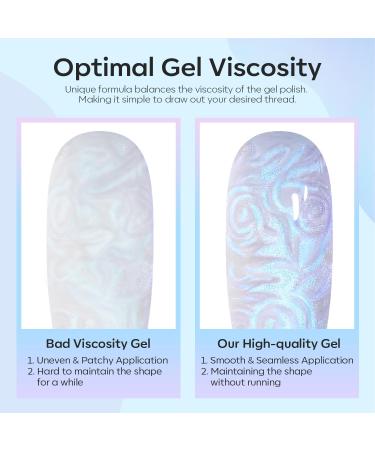 Modelones Pearl Gel Nail Polish 15ML Shimmer Mermaid Light Blue Gel Polish Pearlescent Shell Nail Gel Soak Off UV Gel Led Spring Gel Polish Swirl Shell Thread Effect DIY Manicure Gifts Pearl Blue - Buy Online on SooperMarket.com