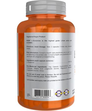 NOW Sports Nutrition L-Glutamine Double Strength 1 000 mg Amino Acid 120 Veg Capsules - Buy Online on SooperMarket.com