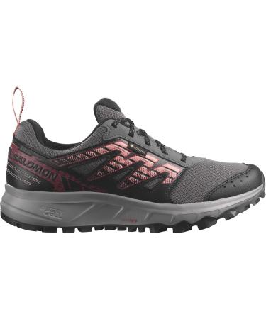 Salomon hiking gore-tex women trail running and hiking shoes outdoor ready comfort through damping 41 1/3 eu plum kitten black peach amber