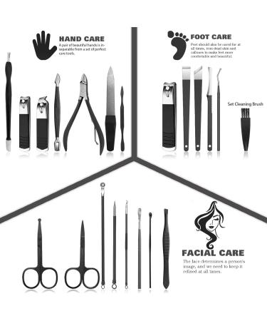 Manicure Set 21 Pcs Professional Pedicure Kit Nail Clippers Set Stainless Steel Care Tools Grooming Kit With Travel Case Cuticle Remover Toe Toenail Cutter Set For Thick Nails Men Women Gift (Black) - Buy Online on SooperMarket.com