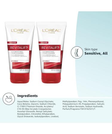 L'Or al Paris Revitalift Daily Cream Cleanser & Makeup Remover with Vitamin C - 5 fl. oz (Pack of 2) - Buy Online on SooperMarket.com