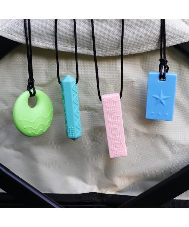 Sensory Chew Necklaces (4 Pack) for ADHD Autism Biting | BPA Free Silicone Chewelry Necklace (Color 2) - Buy Online on SooperMarket.com