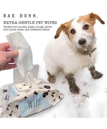 Rae Dunn Dog Wipes with Oatmeal, Aloe & Vitamin E - 150-Count Coconut Vanilla Paw Wipes | Pet Supplies for Grooming - Buy Online on SooperMarket.com