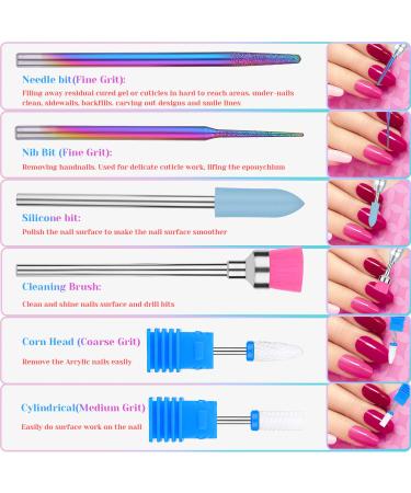Flasoo Nail Drill Bit Set - 12Pcs Fine Grits Efile Bits for Acrylic and Gel Nails | Electric Manicure Machine Accessories for Home and Salon Use - Buy Online on SooperMarket.com