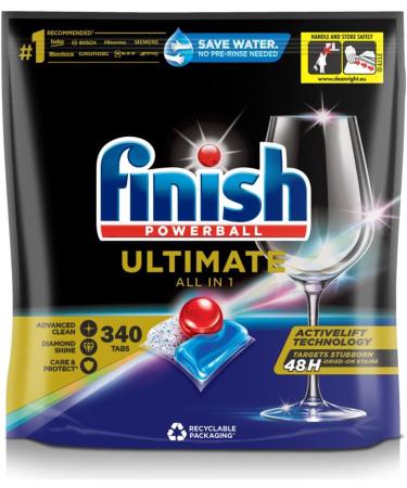 Finish Powerball Ultimate All-in-1 Dishwasher Tablets ORIGINAL 85 Tablets Pack Of 4 Bulk Buy (Total 340 Tabs) - Buy Online on SooperMarket.com