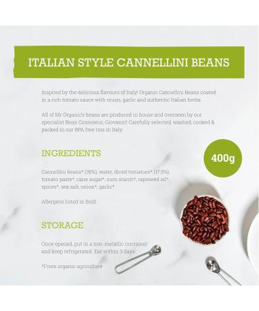 Mr Organic Italian Style Cannellini Beans - Italian Inspired Flavours - High Fibre - Vegan-Friendly - Creamy and Delicious - Ideal for Soups Salads and Stews - Pack of 12 - Buy Online on SooperMarket.com