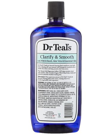 Dr Teal's Foaming Bath with Pure Epsom Salt Clarify & Smooth with Witch Hazel & Aloe Vera 34 fl oz (Packaging May Vary)