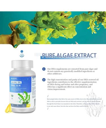 ALALIFE Algal Oil - 180 Capsules - 50% Purity Algal DHA Supplements - DHA Algal Oil Omega 3 Supplements - Beneficial to Brain and Optic Nerve Development - Non GMO - Buy Online on SooperMarket.com