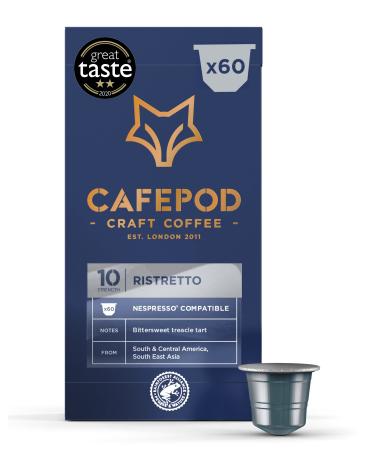 CafePod Coffee Pods Nespresso Compatible Ristretto 60 Aluminium Capsules Ristretto 60 Count (Pack of 1)