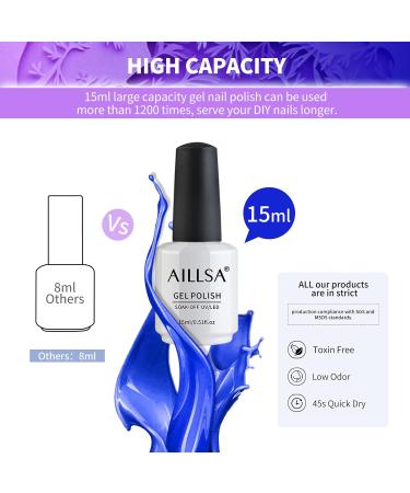 AILLSA Navy Blue Gel Nail Polish - Long Lasting, Chip Resistant 15ML Varnish for Salon & Home Use | Soak Off UV/LED | Gift for Her - Buy Online on SooperMarket.com