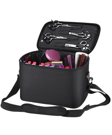 Large Barber Hairdresser Bag Hairstylist Traveling Bag w/ Shoulder Strap Barber Carrying Bag Barber Supplies Storage Bag for Clippers Scissor Brushes Blow Dryer & Various Hair Cutting Tools Medium Bucket W/Shoulder Strap