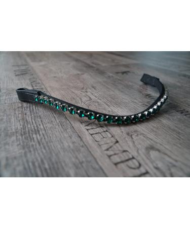 Generic browband with large stones Warmblood Thoroughbred (Thoroughbred 41 cm dark green) Thoroughbred 41 cm dark green