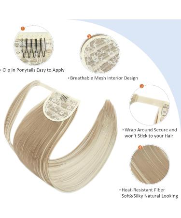 Sandy&Bleach Blond 28 Silk-co Clip in Ponytail Extension for Women - Heat-Resistant Straight Wrap Around Hairpiece - 28 Inch Long Smooth Hair Clip - Buy Online on SooperMarket.com