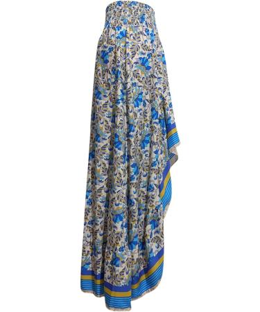 Sanahy Women Boho Floral Print High Low Maxi Dress - Blue XL - Buy Online on SooperMarket.com
