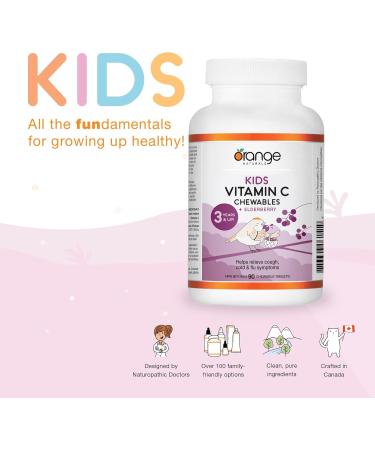 Orange Naturals - Kids Vitamin C + Elderberry 90 Chewable Tablets - Helps to Maintain and Support Immune Function - Buy Online on SooperMarket.com