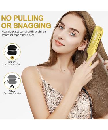 Flat Iron Hair Straightener with Detachable Comb - 1.5 Inch Titanium Dual Voltage 2-in-1 Curler & Straightener | Adjustable Temperature for Smooth Sleek Hair - Buy Online on SooperMarket.com
