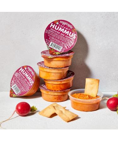 Veggicopia Creamy Roasted Red Pepper Hummus 2.5 oz Dip Cup Singles (Pack of 24) | High Protein, Shelf-Stable Snack | Vegan, Gluten-Free, Non-Dairy | Michelin Star Chef Crafted, All-Natural - Buy Online on SooperMarket.com