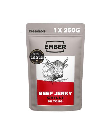 Ember snacks - biltong snack (1 x 250g chilli) made of British and Irish beef - high protein content - chilli 1 piece (1 Pack)