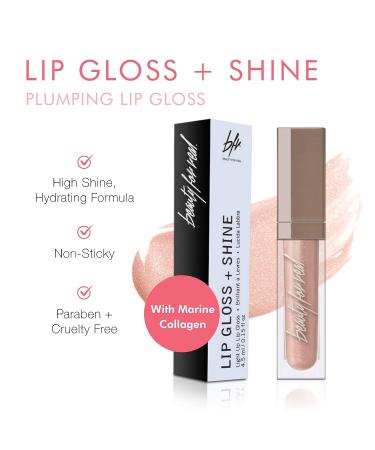 Beauty For Real Starlust Lip Gloss - Champagne Pink Metallic - Non-Sticky Plumping & Hydrating - Marine Collagen - 0.15 fl oz - Buy Online on SooperMarket.com