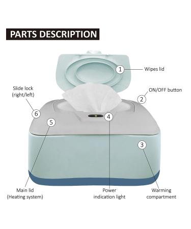 GOGO PURE Baby Wipe Warmer & Dispenser Holder with 30 Bonus Breastmilk Bags - Easy On/Off Switch, Great Baby Gift (Blue/Grey) - Buy Online on SooperMarket.com