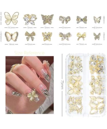 24 Pcs Gold Butterfly Nail Charms - Luxury 3D Alloy Nail Gems for DIY Nail Art Decoration | qiipii Nail Supplies - Buy Online on SooperMarket.com