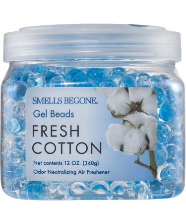 Smells Begone Odor Eliminator Gel Beads - Air Freshener - Eliminates Odor in Bathrooms Cars Boats RVs and Pet Areas - Made with Natural Essential Oils - Fresh Cotton Scent (12 OZ) 1 Blue