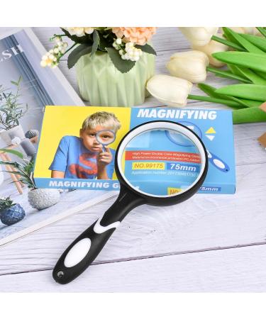 Big Magnifying Glass 10X Magnifying Glass for Kids Applied to Science Books Newspaper Reading Insects Hobby Observation Premium Non-Slip Soft Hand Shank Magnifying Glasses for Seniors Kids Black - Buy Online on SooperMarket.com