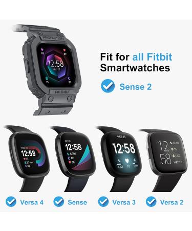 amBand Compatible for Fitbit Versa 4/ Fitbit Versa 3/ Fitbit Versa 2/ Fitbit Versa Lite/Fitbit Sense 2/ Fitbit Sense Bands with Case Protective Case Strap Rugged Sport Protector Wristbands Men Gray Gray Fitbit Sense 2/1 & Versa 4/3/2/1 & Versa Lite - Buy Online on SooperMarket.com