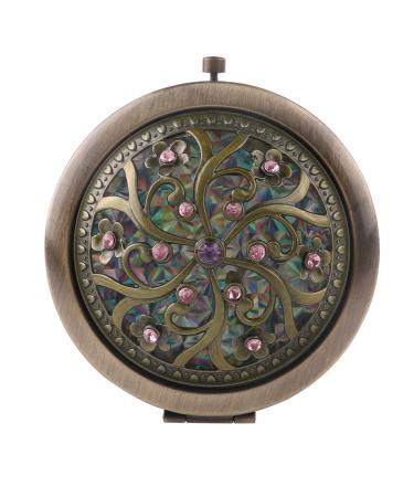 Tinksky Folding Pocket Mirror Round Compact Mirror Double-sided Makeup Mirror (Random Style)