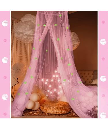Glow in The Dark Unicorn Bed Canopy - Pink Fluorescent Mosquito Net for Girls Bedroom, Kids & Babies - Buy Online on SooperMarket.com
