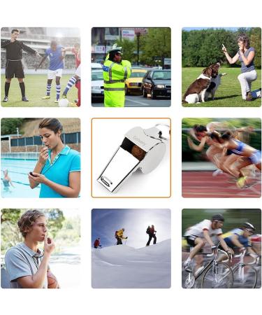 Golvery Metal Referee Coach Whistle - Stainless Steel with Lanyard | Crisp Sound for Sports & Lifeguard Protection - Silver - Buy Online on SooperMarket.com