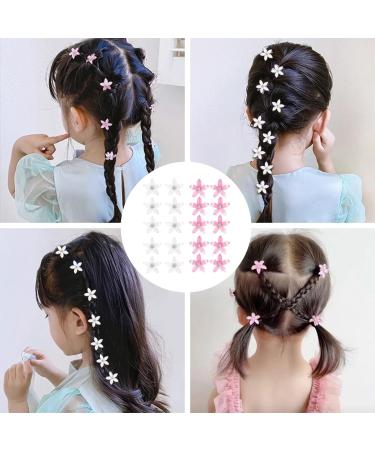 AYNKH 20 Pieces Small Lily Flower Hair Clips White Pink Rhinestone Cute Metal Pins for Girls Women Bridal Wedding Decorative Daily Hair Accessories - Buy Online on SooperMarket.com