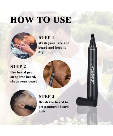 2PCS Beard Pencil Filler for Men - Sweat Proof, Water Resistant, Long Lasting - Enhance Facial Hair & Mustache - Black (2xPEN) - Buy Online on SooperMarket.com